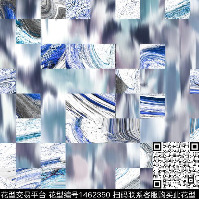 几何抽象真丝数码印花华亿平台下载（图片编号: 1462350） - 瓦栏（Walan）