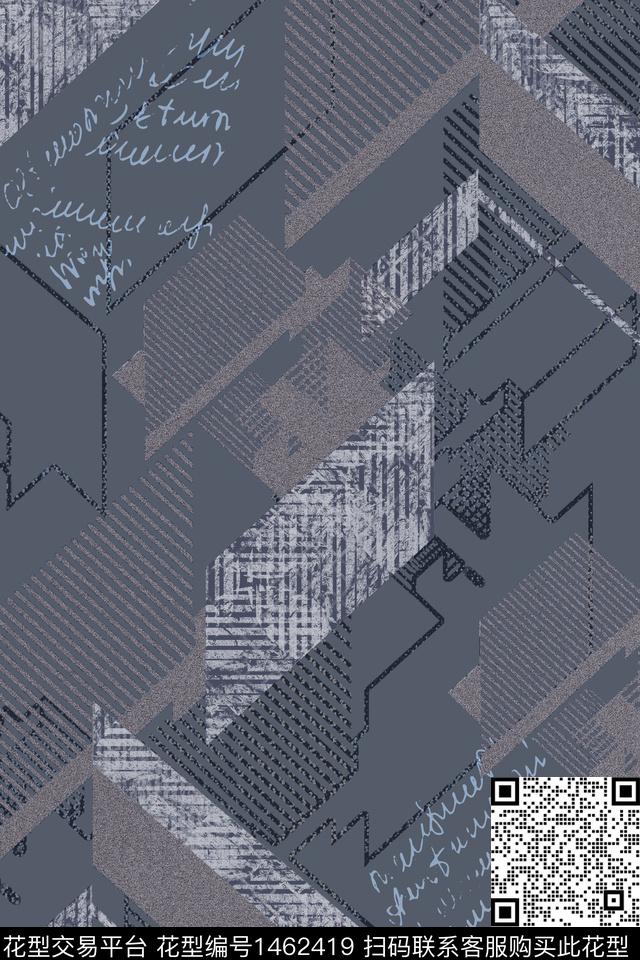 几何肌理文字数码印花华亿平台下载（图片编号: 1462419） - 瓦栏（Walan）