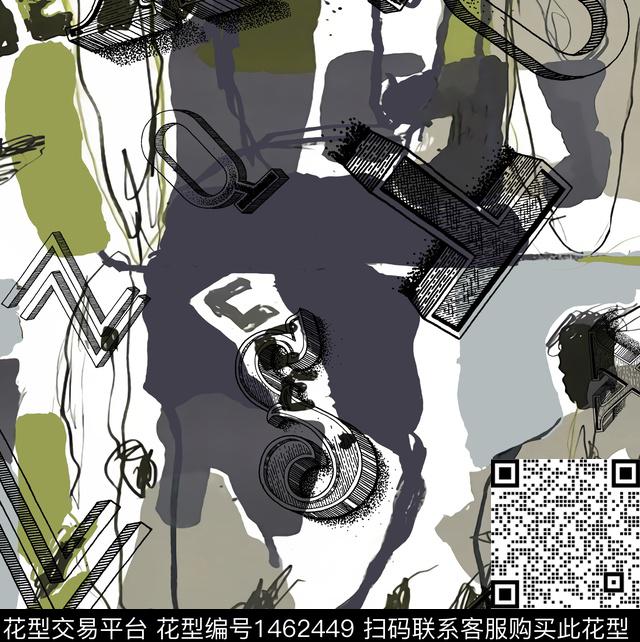 字母线条迷彩数码印花华亿平台下载（图片编号: 1462449） - 瓦栏（Walan）