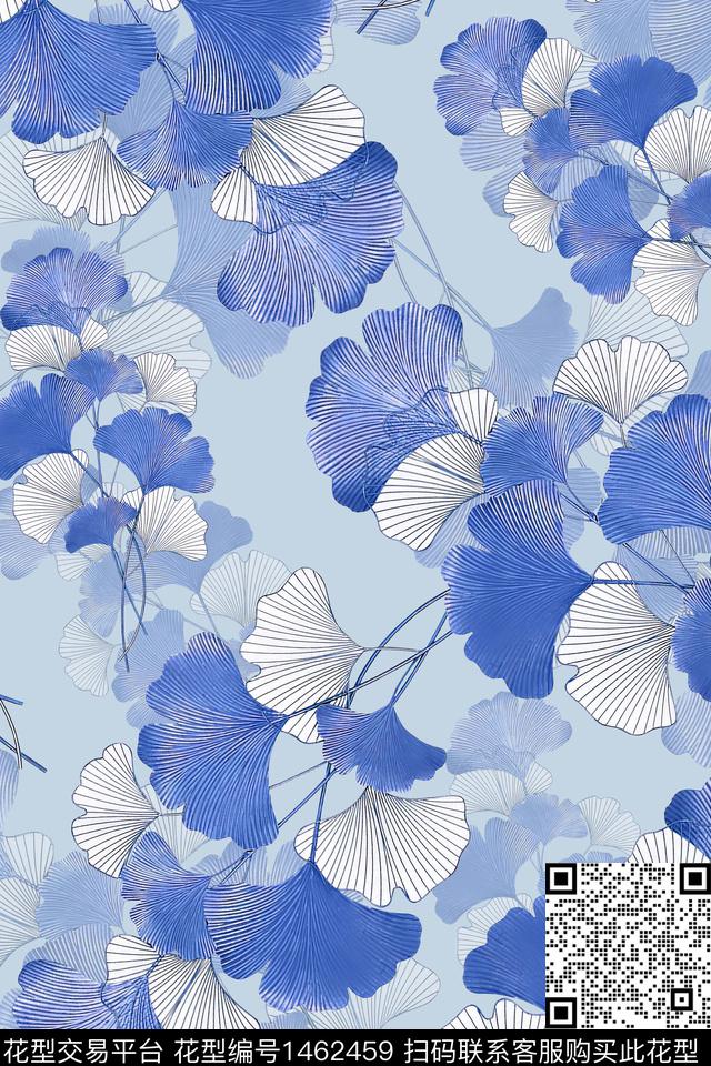 水彩绿植树叶年轻女性数码印花华亿平台下载（图片编号: 1462459） - 瓦栏（Walan）