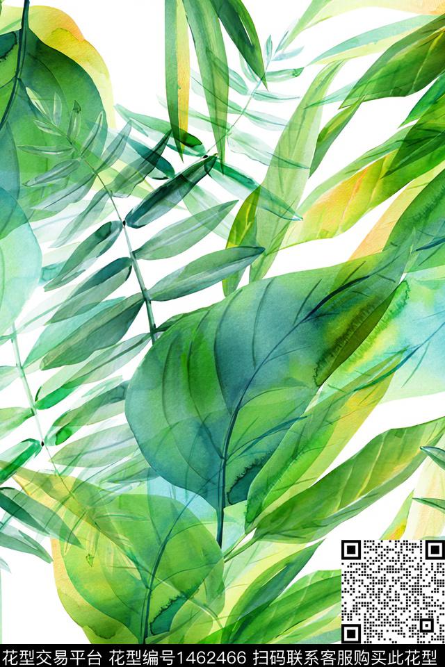 绿植树叶大牌风小清新数码印花华亿平台下载（图片编号: 1462466） - 瓦栏（Walan）