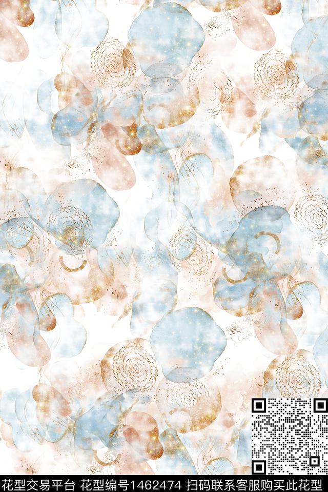 小清新抽象真丝数码印花华亿平台下载（图片编号: 1462474） - 瓦栏（Walan）