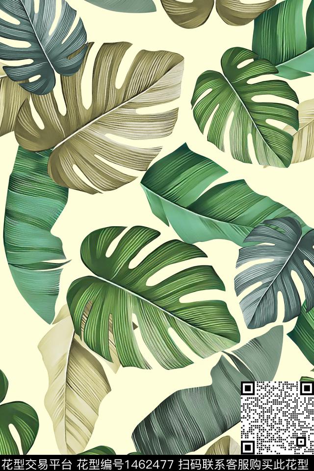 绿植树叶花卉大牌风数码印花华亿平台下载（图片编号: 1462477） - 瓦栏（Walan）