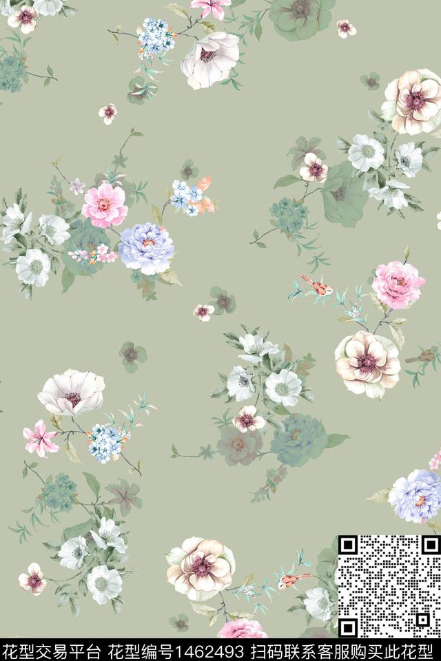 清爽底花卉花卉大牌风数码印花华亿平台下载（图片编号: 1462493） - 瓦栏（Walan）