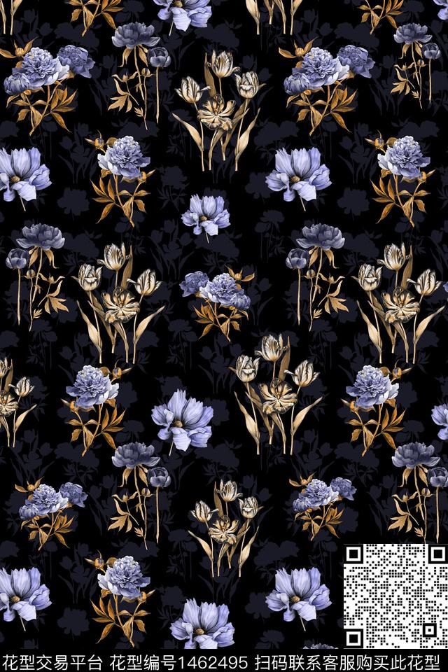 清爽底花卉花卉大牌风数码印花华亿平台下载（图片编号: 1462495） - 瓦栏（Walan）