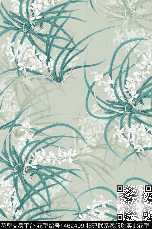 清爽底花卉花卉大牌风数码印花华亿平台下载（图片编号: 1462499） - 瓦栏（Walan）