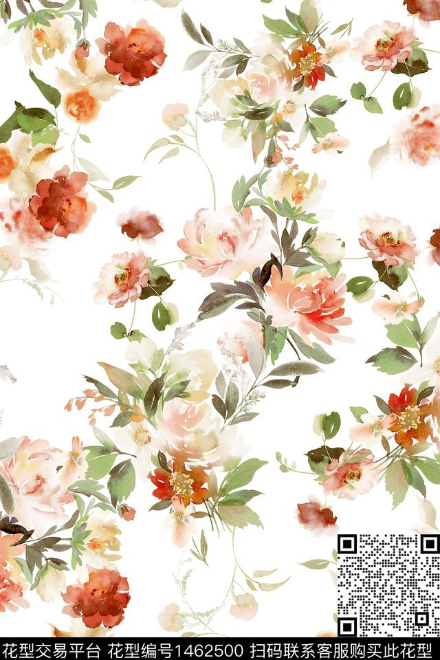 清爽底花卉花卉大牌风数码印花华亿平台下载（图片编号: 1462500） - 瓦栏（Walan）