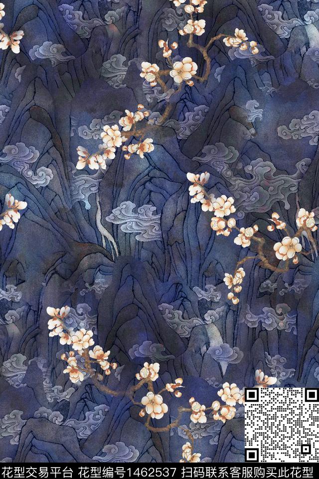 中国风真丝香云纱数码印花华亿平台下载（图片编号: 1462537） - 瓦栏（Walan）
