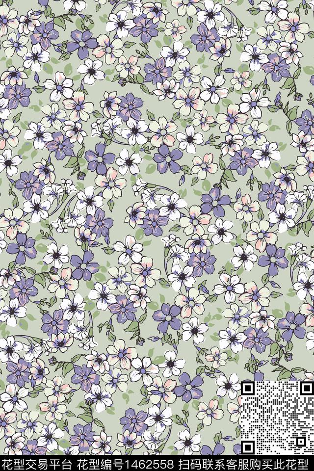 花卉抽象花卉小碎花数码印花华亿平台下载（图片编号: 1462558） - 瓦栏（Walan）