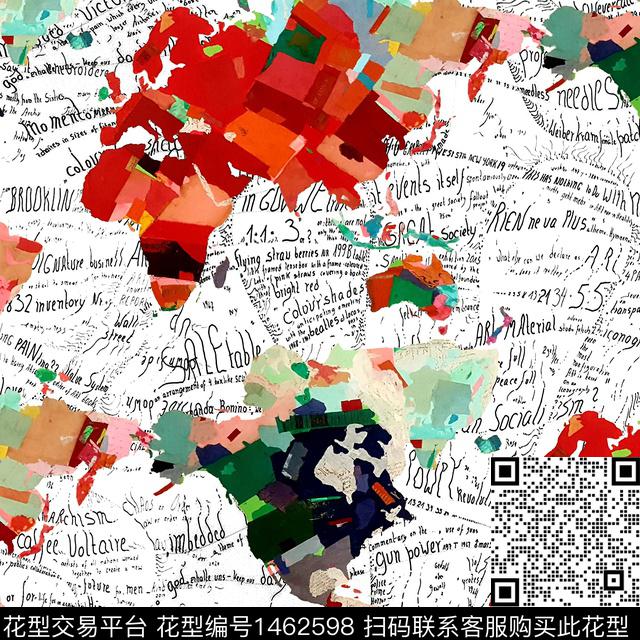 字母地图map数码印花华亿平台下载（图片编号: 1462598） - 瓦栏（Walan）