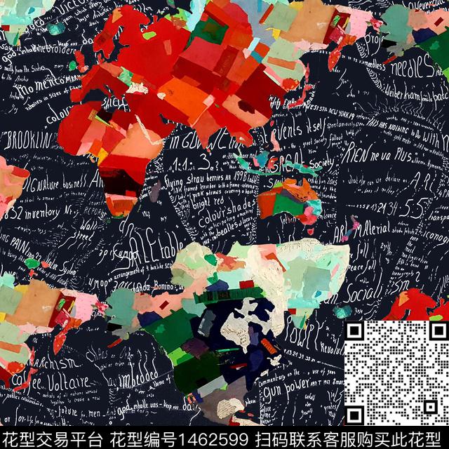字母地图map数码印花华亿平台下载（图片编号: 1462599） - 瓦栏（Walan）