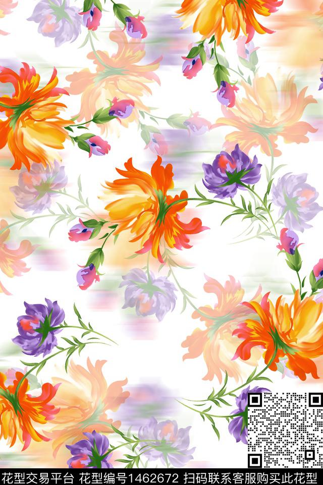 水彩绿植树叶年轻女性数码印花华亿平台下载（图片编号: 1462672） - 瓦栏（Walan）