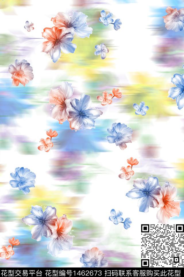 水彩绿植树叶年轻女性数码印花华亿平台下载（图片编号: 1462673） - 瓦栏（Walan）