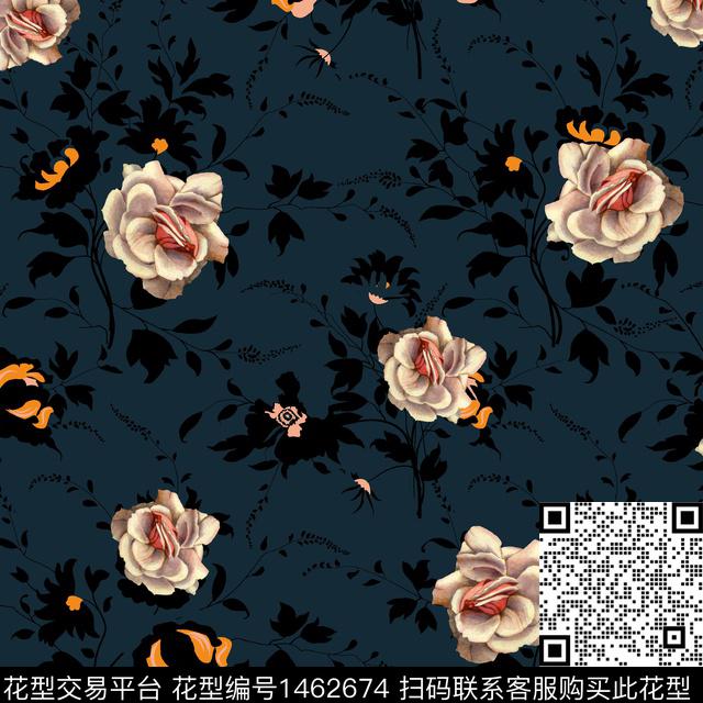 水彩绿植树叶肌理数码印花华亿平台下载（图片编号: 1462674） - 瓦栏（Walan）