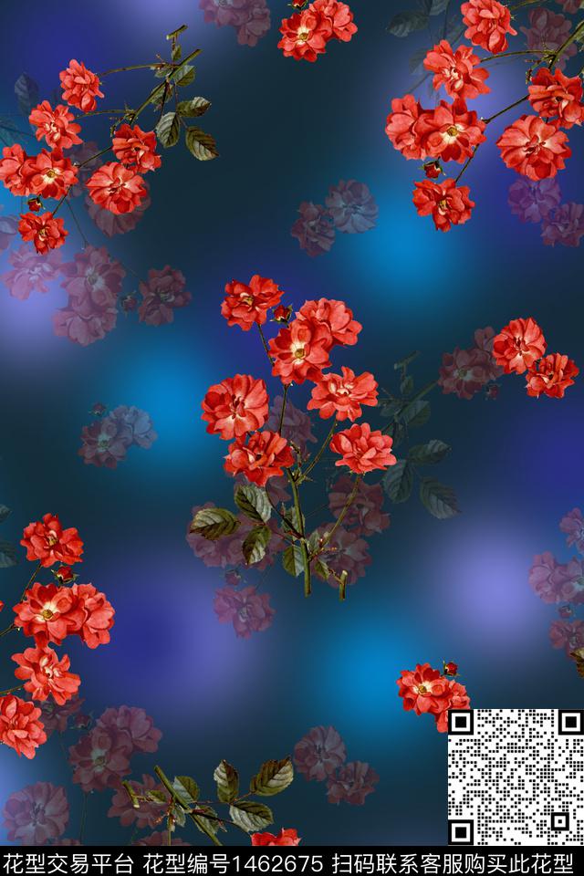 水彩绿植树叶肌理数码印花华亿平台下载（图片编号: 1462675） - 瓦栏（Walan）