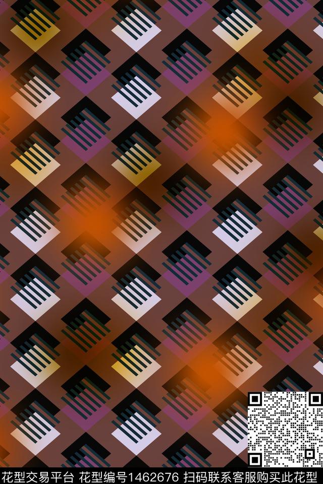 几何炫彩年轻女性数码印花华亿平台下载（图片编号: 1462676） - 瓦栏（Walan）