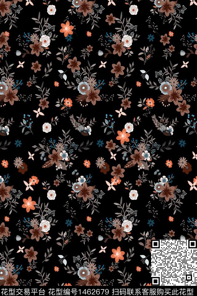 花卉真丝小碎花数码印花华亿平台下载（图片编号: 1462679） - 瓦栏（Walan）