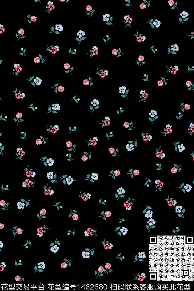 花卉真丝小碎花数码印花华亿平台下载（图片编号: 1462680） - 瓦栏（Walan）
