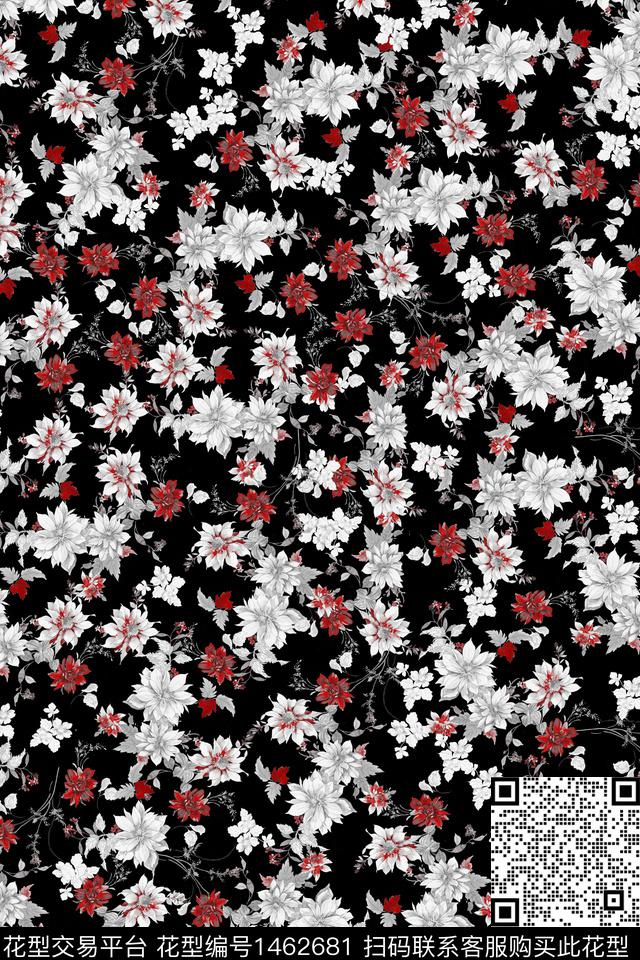 花卉真丝小碎花数码印花华亿平台下载（图片编号: 1462681） - 瓦栏（Walan）
