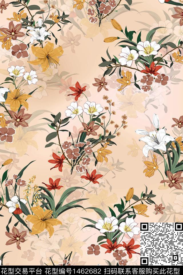 花卉真丝小碎花数码印花华亿平台下载（图片编号: 1462682） - 瓦栏（Walan）
