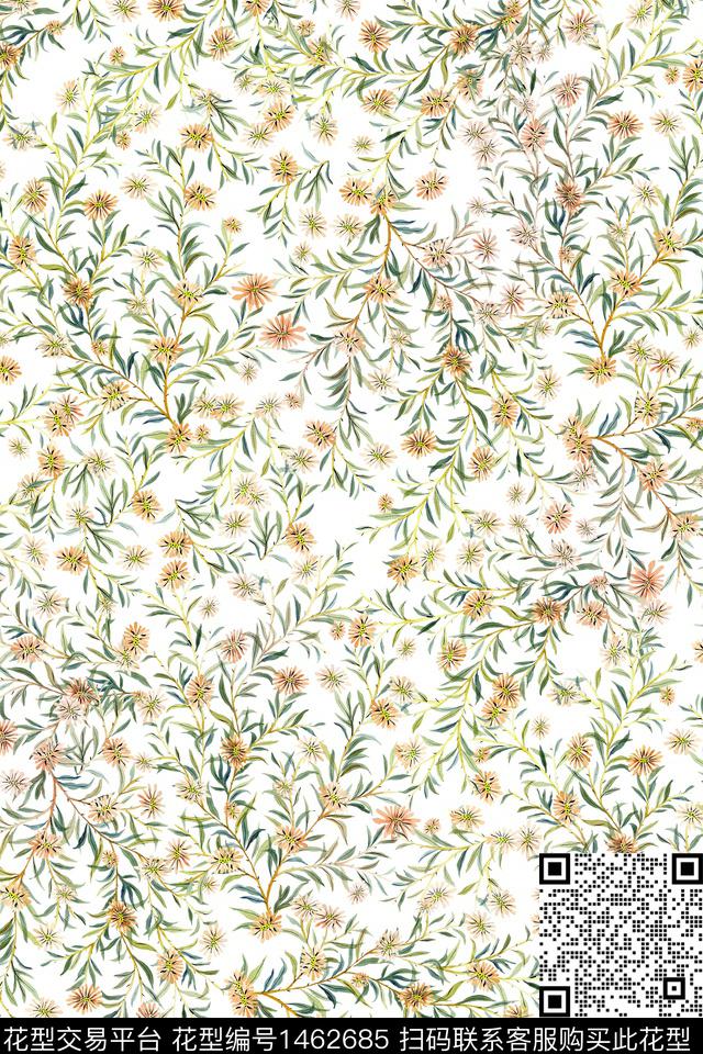 清爽底花卉花卉大牌风数码印花华亿平台下载（图片编号: 1462685） - 瓦栏（Walan）