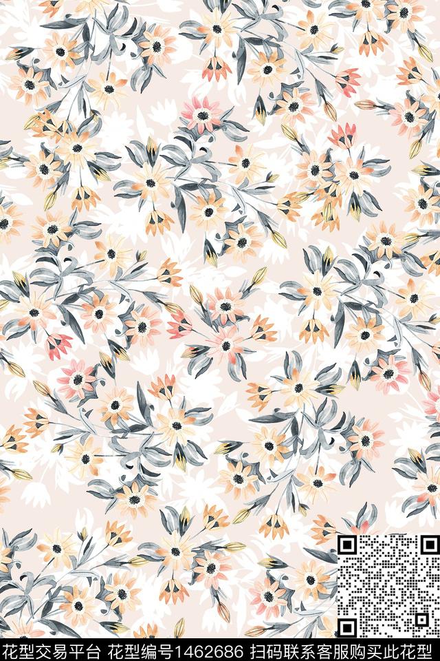 清爽底花卉花卉大牌风数码印花华亿平台下载（图片编号: 1462686） - 瓦栏（Walan）