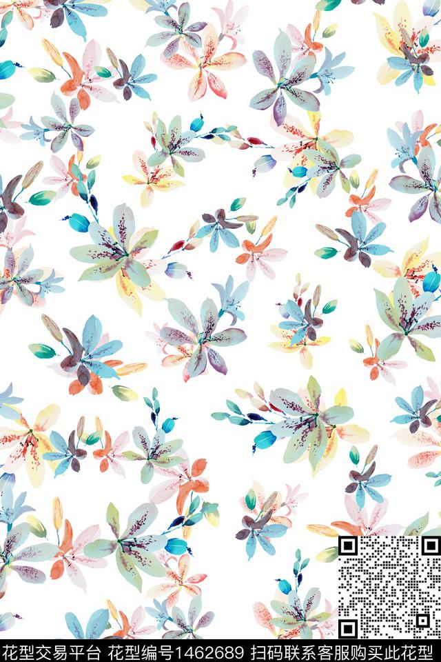 清爽底花卉花卉大牌风数码印花华亿平台下载（图片编号: 1462689） - 瓦栏（Walan）