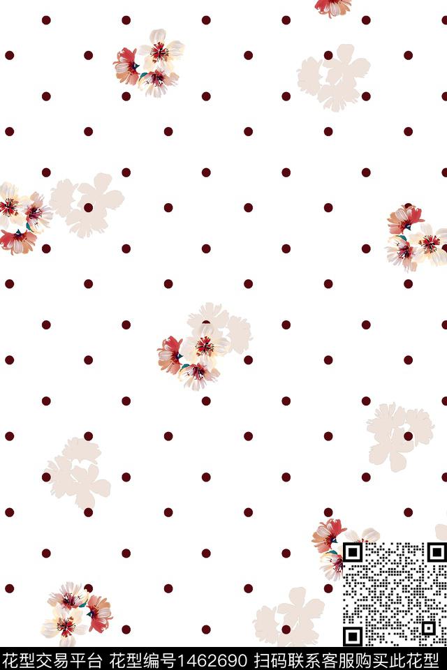 清爽底花卉花卉小清新数码印花华亿平台下载（图片编号: 1462690） - 瓦栏（Walan）