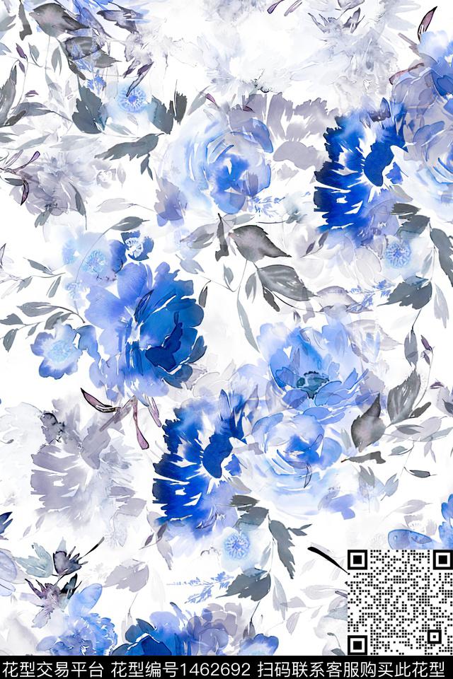 清爽底花卉花卉大牌风数码印花华亿平台下载（图片编号: 1462692） - 瓦栏（Walan）