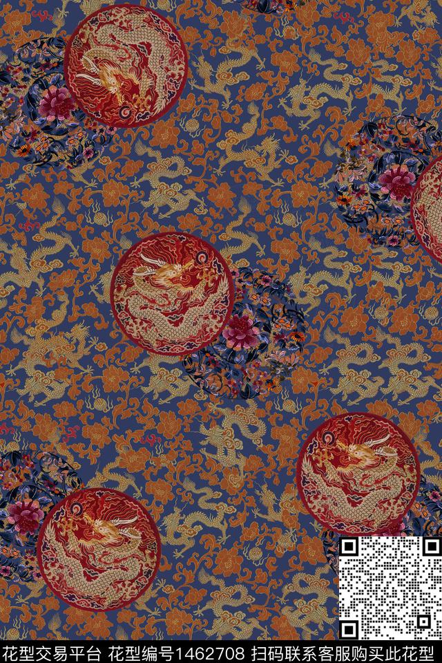 香云纱中国风部落风数码印花华亿平台下载（图片编号: 1462708） - 瓦栏（Walan）