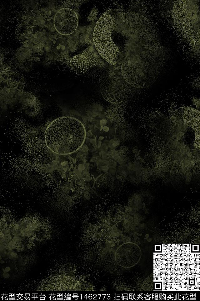 花卉黑底花卉双原素数码印花华亿平台下载（图片编号: 1462773） - 瓦栏（Walan）