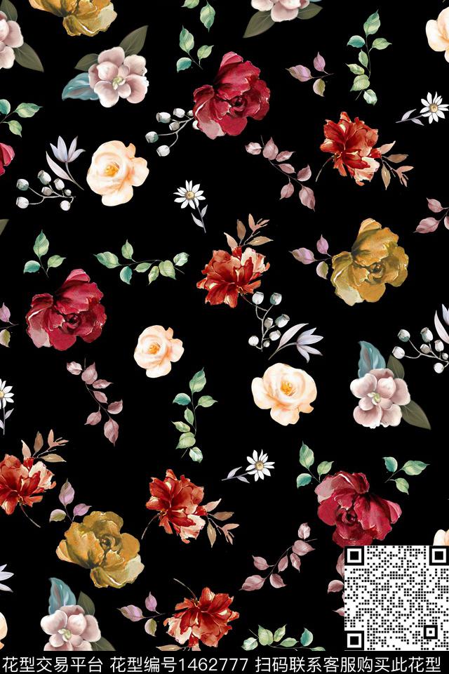 花卉真丝小碎花数码印花华亿平台下载（图片编号: 1462777） - 瓦栏（Walan）