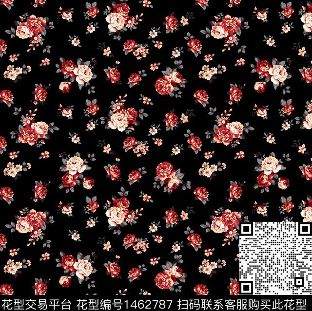 复古花卉小碎花数码印花华亿平台下载（图片编号: 1462787） - 瓦栏（Walan）