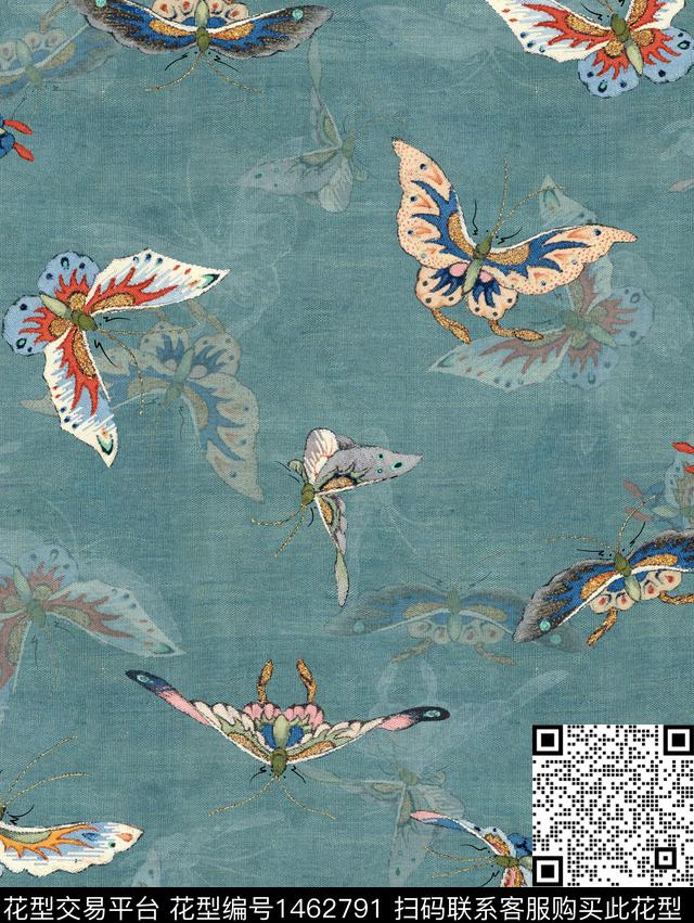 纹理蝴蝶审数码印花华亿平台下载（图片编号: 1462791） - 瓦栏（Walan）