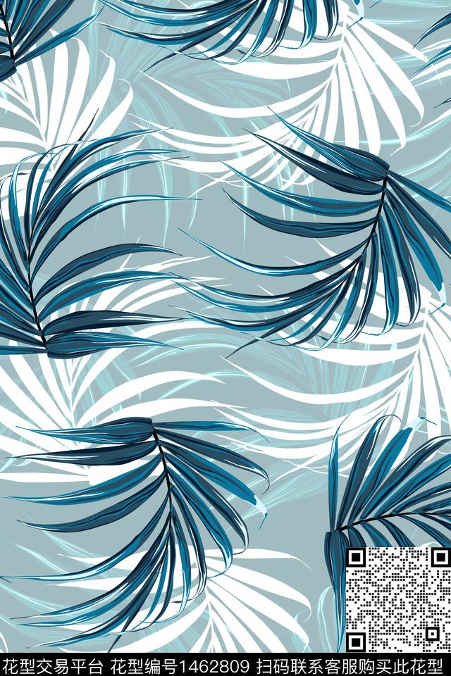 水彩绿植树叶年轻女性传统印花华亿平台下载（图片编号: 1462809） - 瓦栏（Walan）