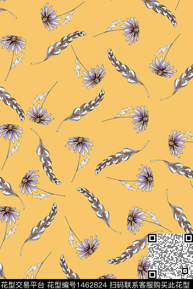 花卉小雏菊小碎花数码印花华亿平台下载（图片编号: 1462824） - 瓦栏（Walan）