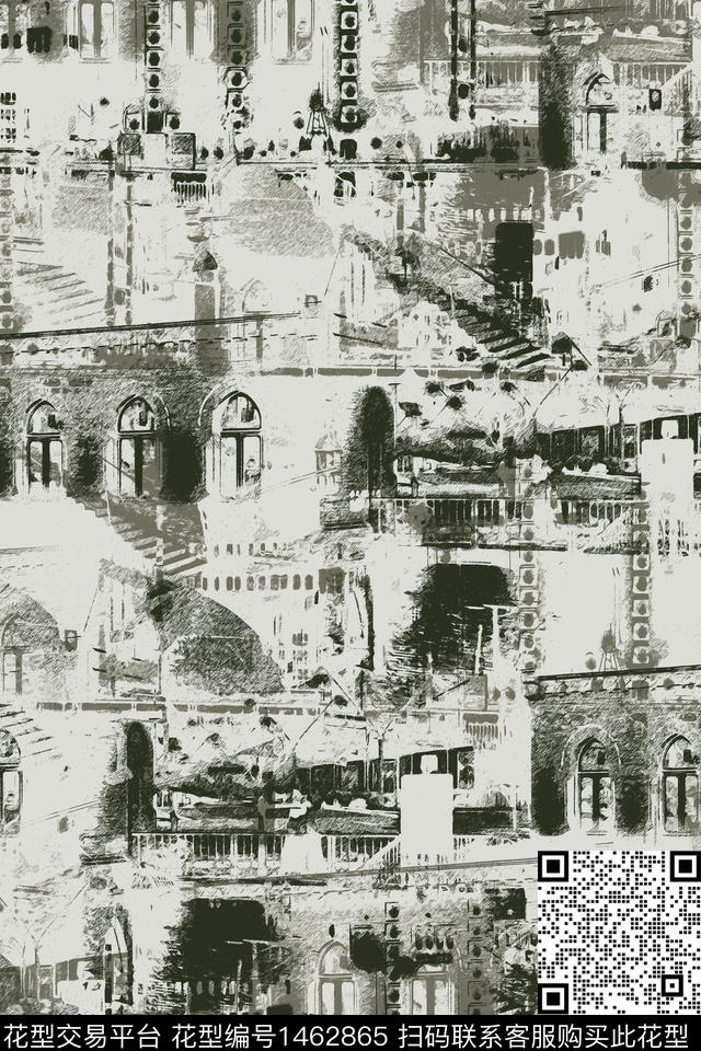 建筑男装抽象传统印花华亿平台下载（图片编号: 1462865） - 瓦栏（Walan）