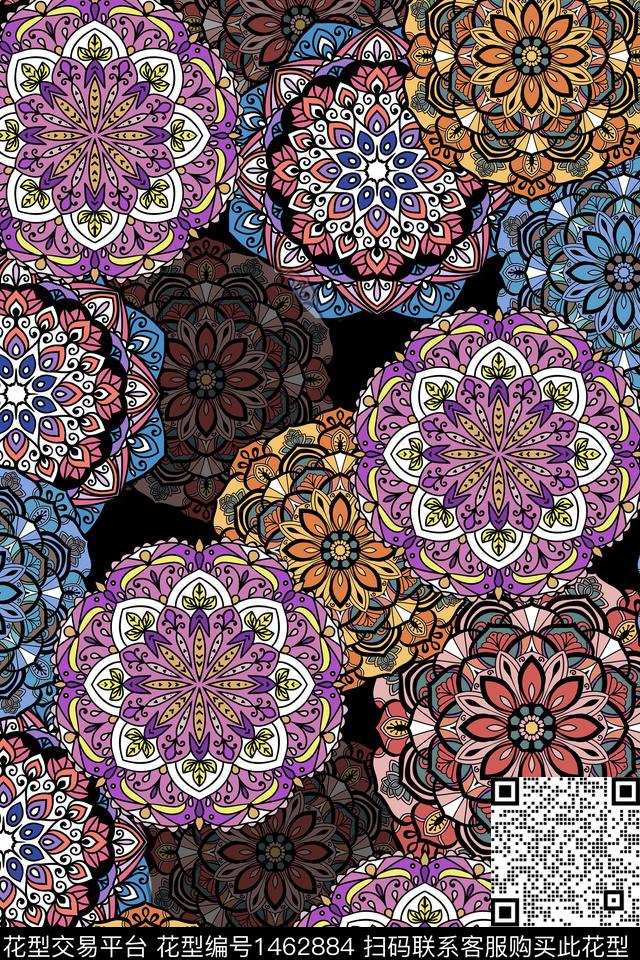 时尚民族风真丝数码印花华亿平台下载（图片编号: 1462884） - 瓦栏（Walan）