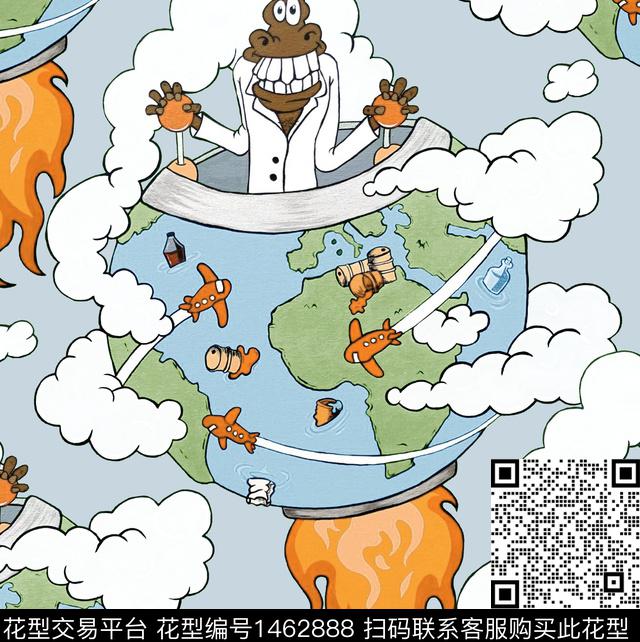 地球卡通趣味数码印花华亿平台下载（图片编号: 1462888） - 瓦栏（Walan）