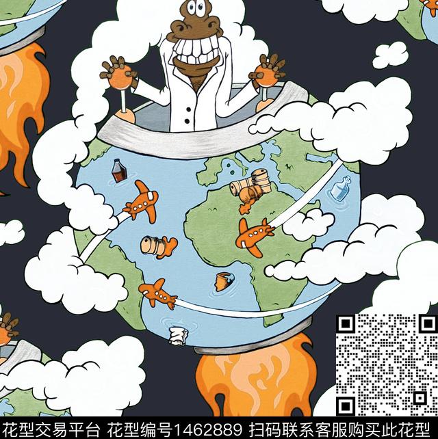 地球卡通趣味数码印花华亿平台下载（图片编号: 1462889） - 瓦栏（Walan）