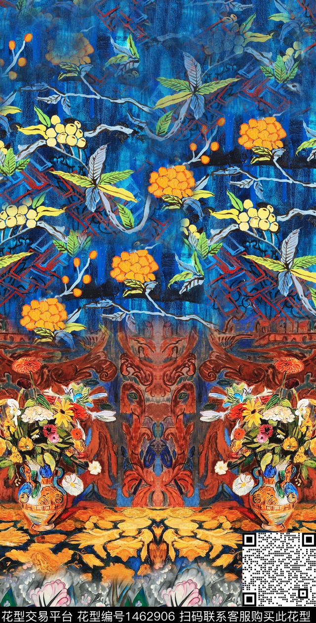 定位花花瓶油画华亿平台数码印花华亿平台下载（图片编号: 1462906） - 瓦栏（Walan）