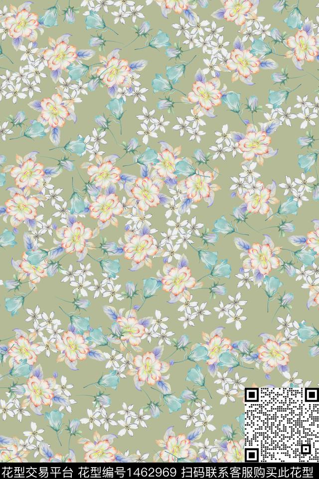 年轻女性小碎花水彩花卉数码印花华亿平台下载（图片编号: 1462969） - 瓦栏（Walan）