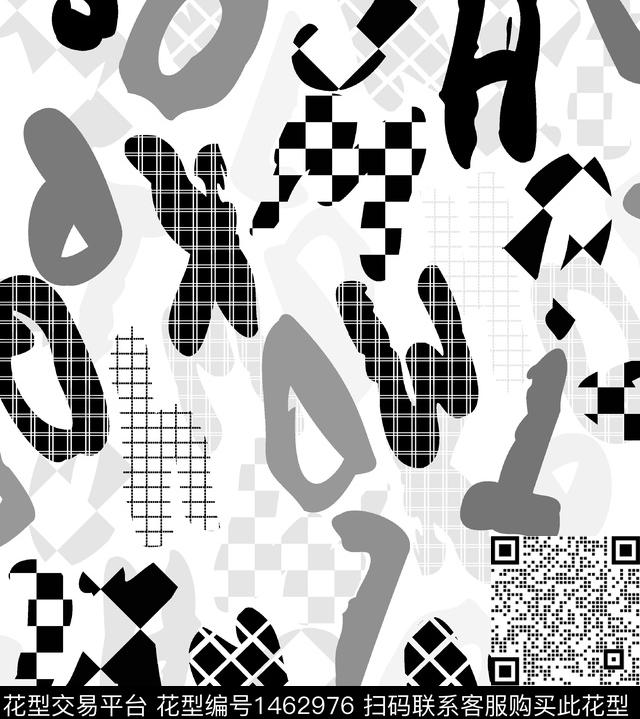 字母几何格子传统印花华亿平台下载（图片编号: 1462976） - 瓦栏（Walan）