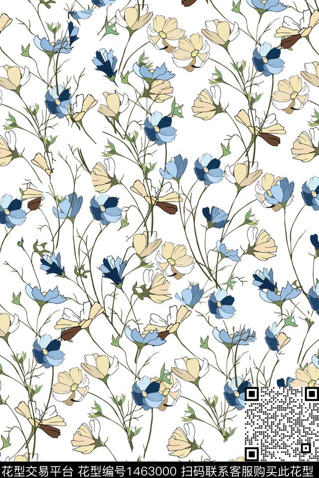 文艺女装小碎花数码印花华亿平台下载（图片编号: 1463000） - 瓦栏（Walan）