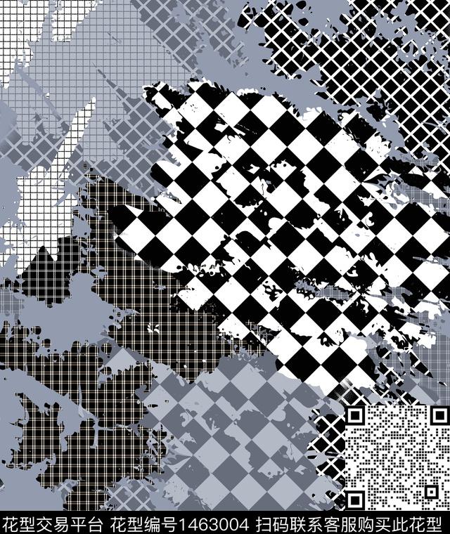 字母几何格子传统印花华亿平台下载（图片编号: 1463004） - 瓦栏（Walan）