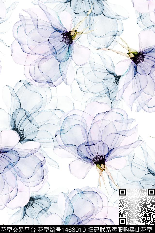 清爽底花卉花卉大牌风数码印花华亿平台下载（图片编号: 1463010） - 瓦栏（Walan）