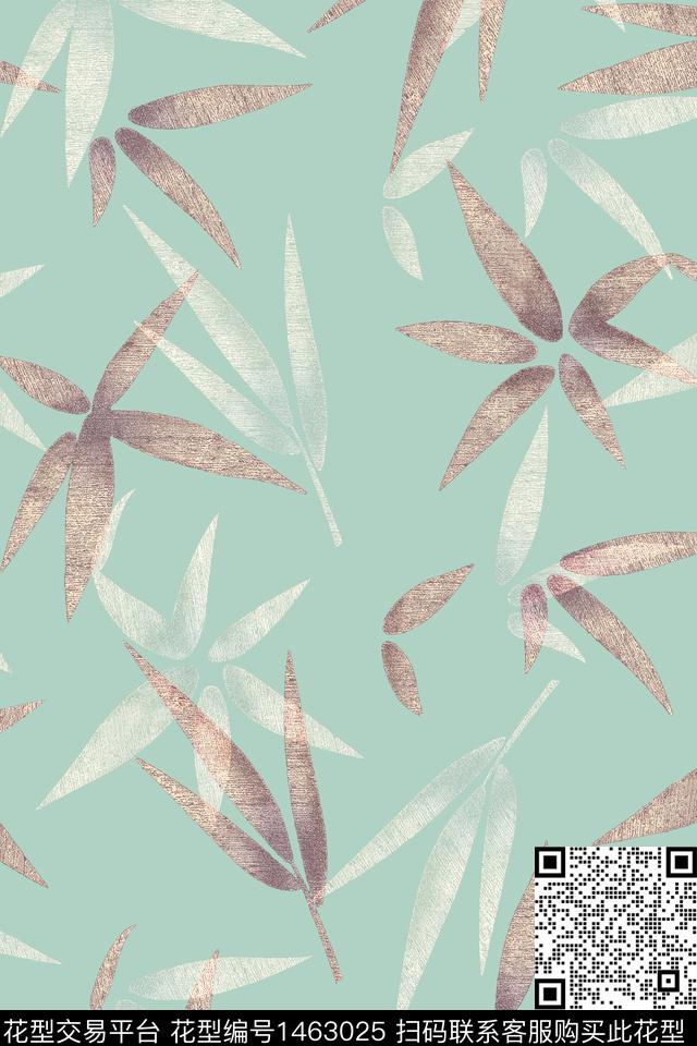 绿植树叶清爽底花卉大牌风数码印花华亿平台下载（图片编号: 1463025） - 瓦栏（Walan）