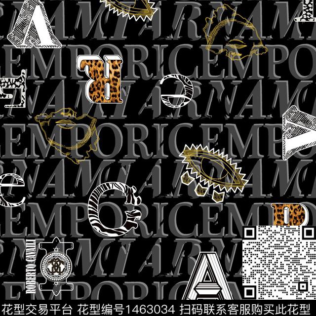 字母男装大牌风传统印花华亿平台下载（图片编号: 1463034） - 瓦栏（Walan）