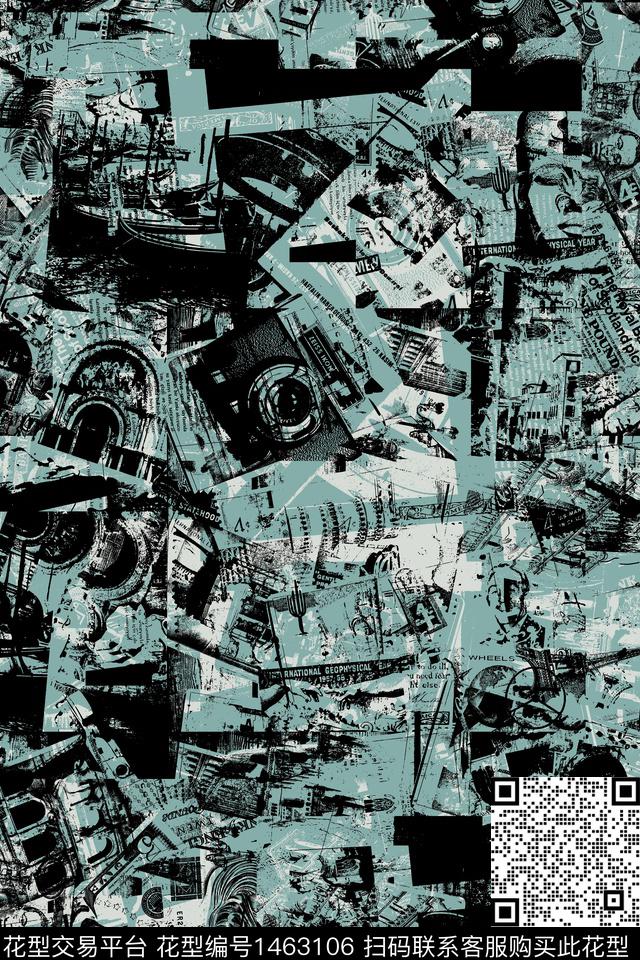 男装抽象混合拼接传统印花华亿平台下载（图片编号: 1463106） - 瓦栏（Walan）