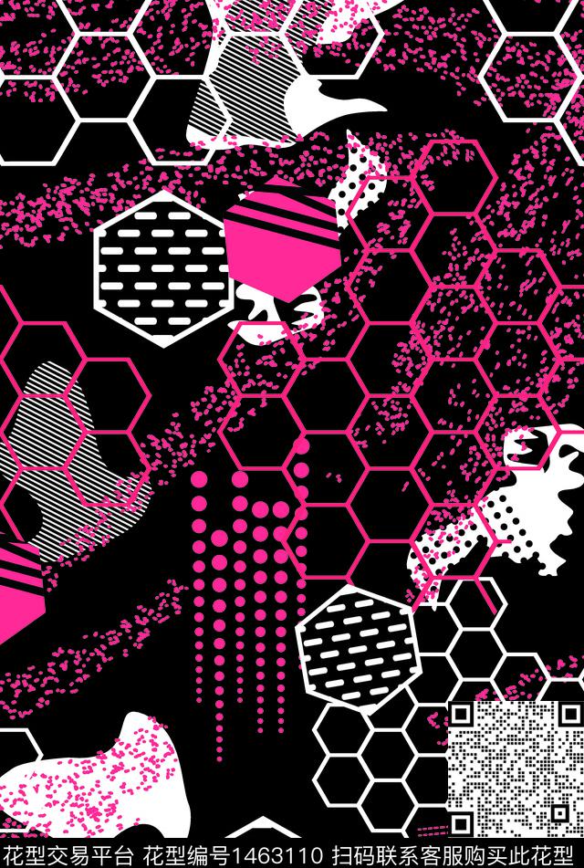 线条几何格子数码印花华亿平台下载（图片编号: 1463110） - 瓦栏（Walan）